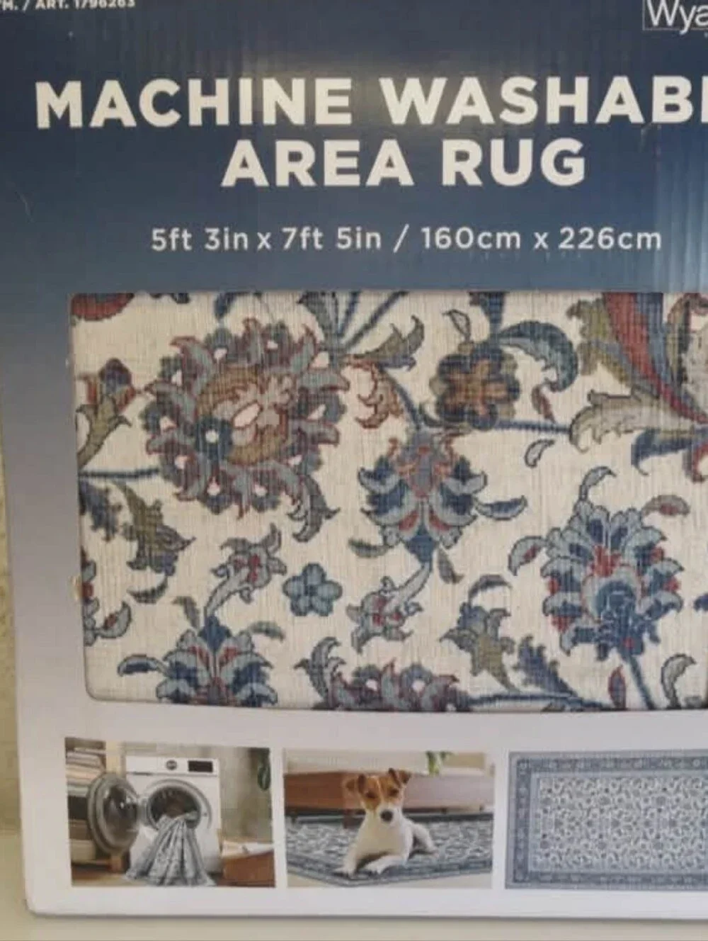 (Ew) Wyatt & Ash Machine Washable Area Rug 5ft3in X 7ft5in NIB